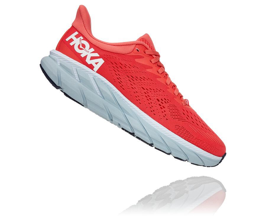 Hoka One One Løbesko Dame - Clifton 7 - Rød/Hvide - 091864LIP